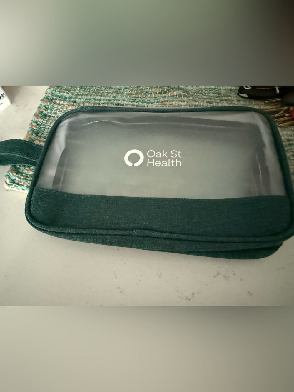 Green Travel Toiletry Bag medical necessity, pens, pencils..